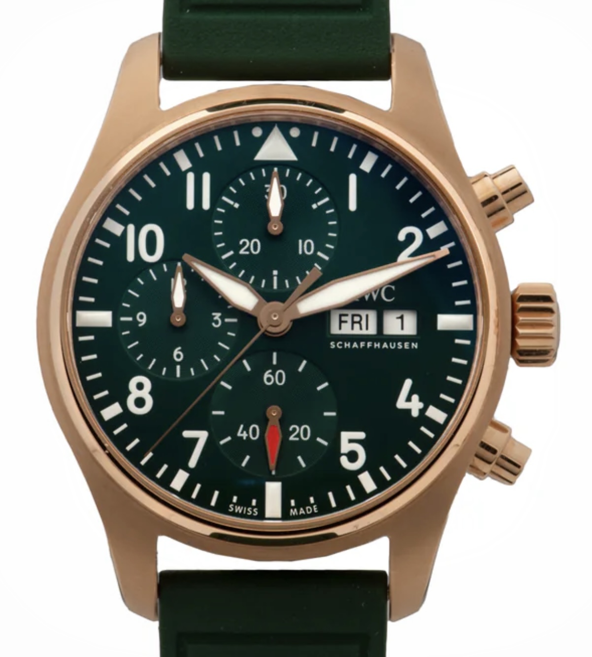 IW388110 Pilot's Watch Chronograph Automatic Green Rose Gold Rubber Automatic Green Rose gold 41