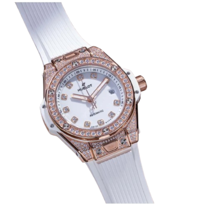 485.OE.2080.RW.1604  Big Bang One Click King Date Gold Diamonds Automatic White Red gold 33