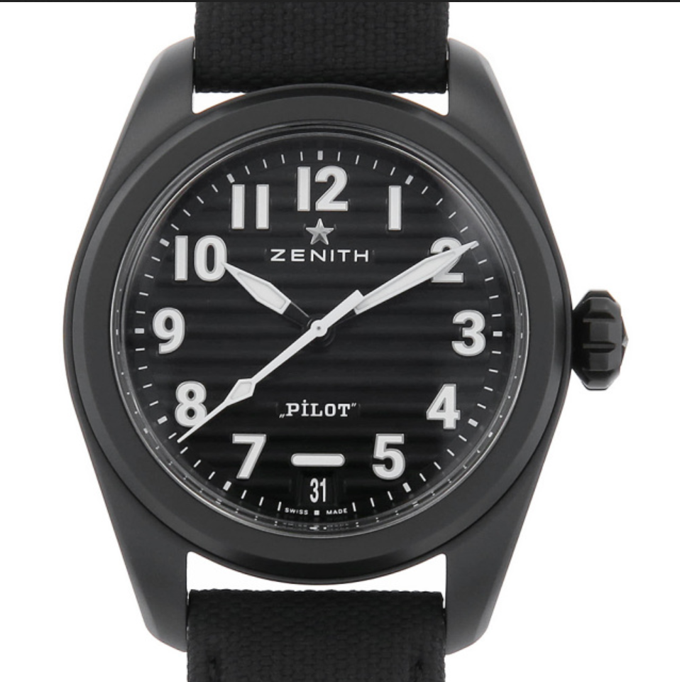 49.4000.3620/21.I001 Pilot Automatic Date 2nd Strap Black 40mm Automatic Black Ceramic 40