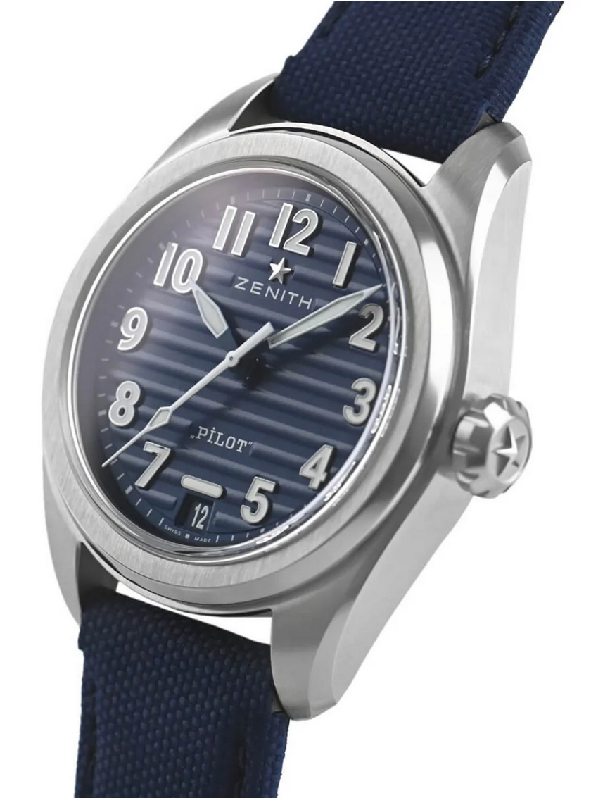 03.4000.3620/51.I003 Pilot Automatic Blue Date 40mm Automatic Blue Steel 40